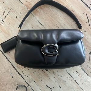 Coach Black Leather Pillow Tabby Bag with Gold Accent